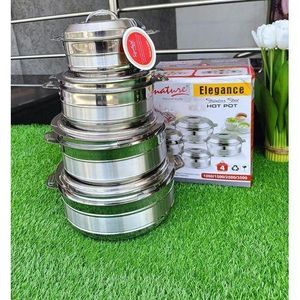 Premium 4-Piece Insulated Hot Pot Set - Stainless Steel with Wooden Handles - Perfect for Family Gatherings, Dinner Parties & Asian Hot Pot Meals