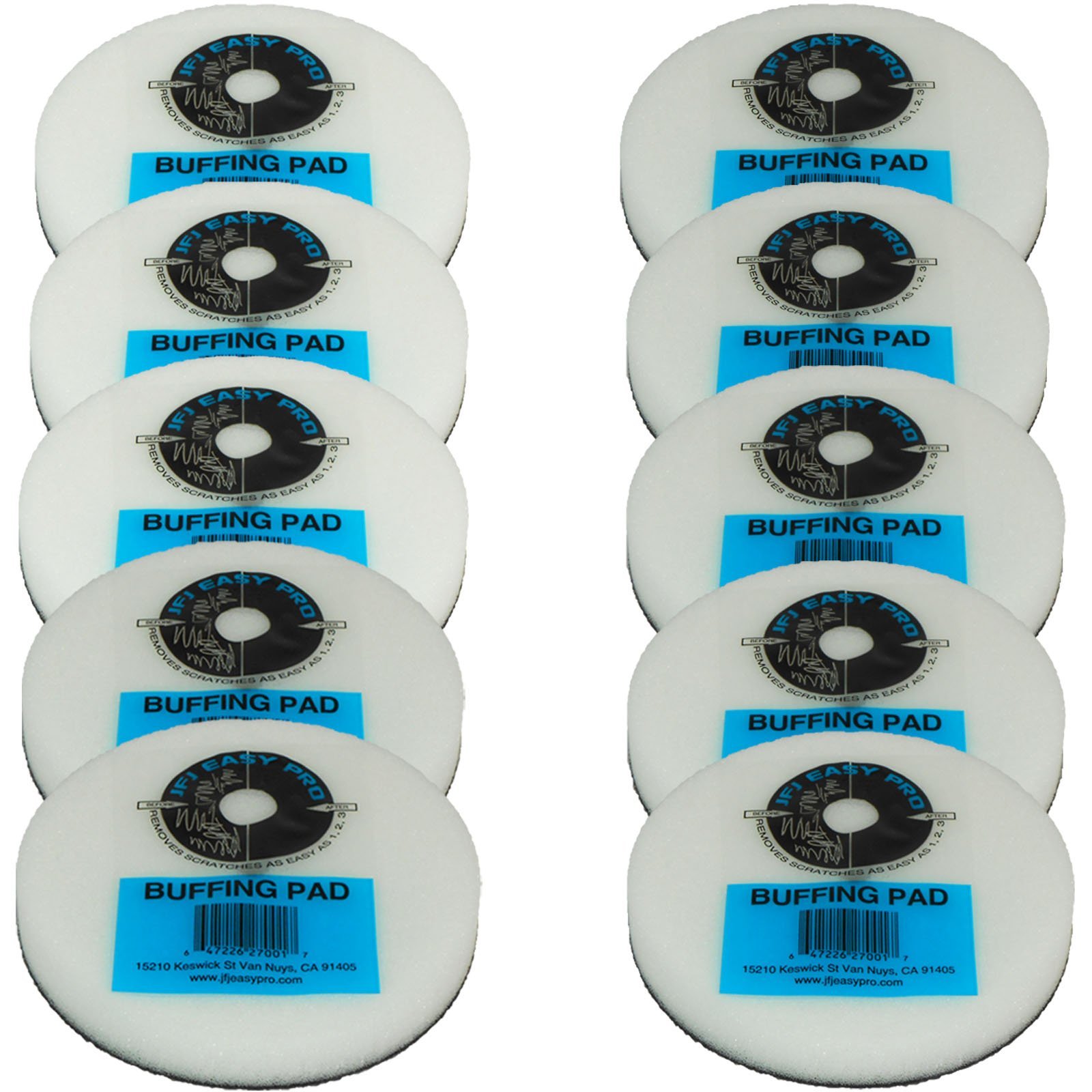 10 Pack Original JFJ Easy Pro Buffing Pads for Car Detailing, Polishing & Scratch Removal – Professional Grade Buffing Pads Kit for Auto Paint Correction & Restoration