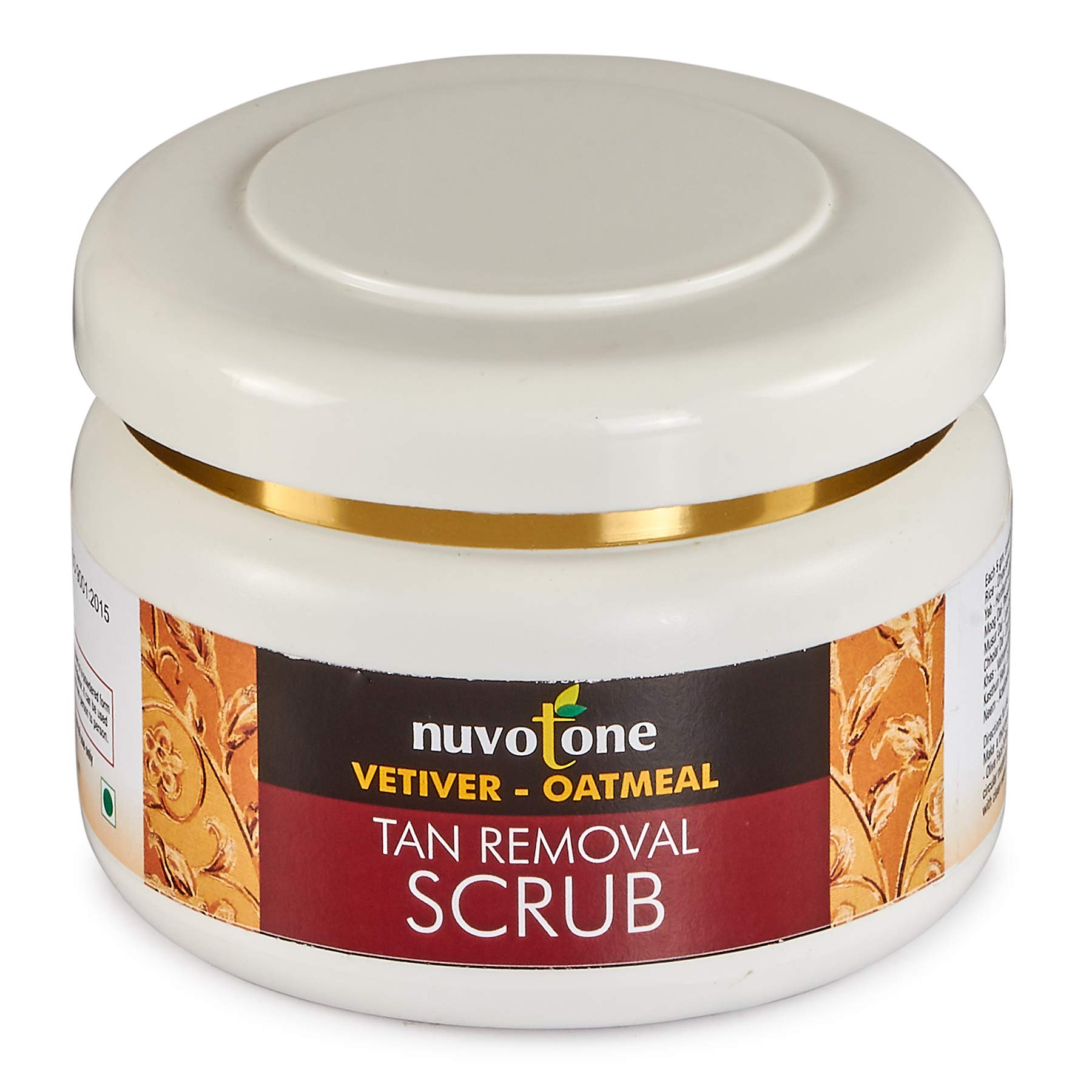 Nuvotone Vetiver-Oatmeal Tan Removal Scrub - Exfoliating Face & Body Scrub for Blackheads, Dry Skin & Strawberry Legs (100g) | Gentle Exfoliation for Glowing Skin at Home or Spa