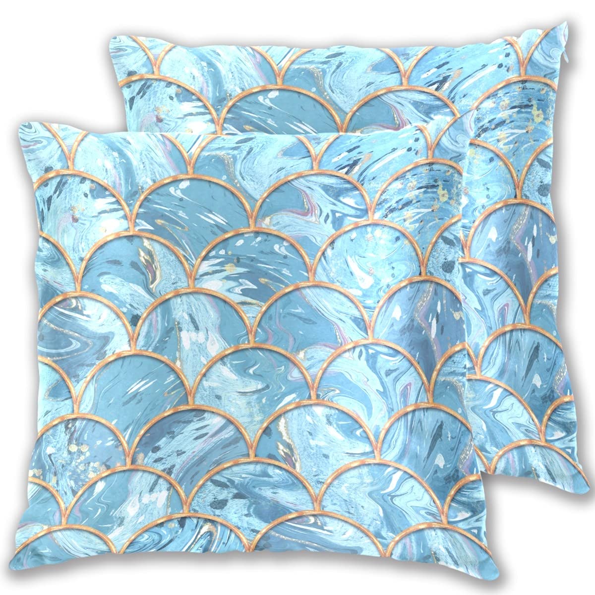 MNSRUU Blue Marble Abstract Decorative Pillow Covers - 2 Pack 20x20 Inch Zippered Throw Pillow Cases for Sofa, Couch, Bed & Living Room - Soft Textured Accent Pillows for Home Decor, Lounge & Cozy Spaces