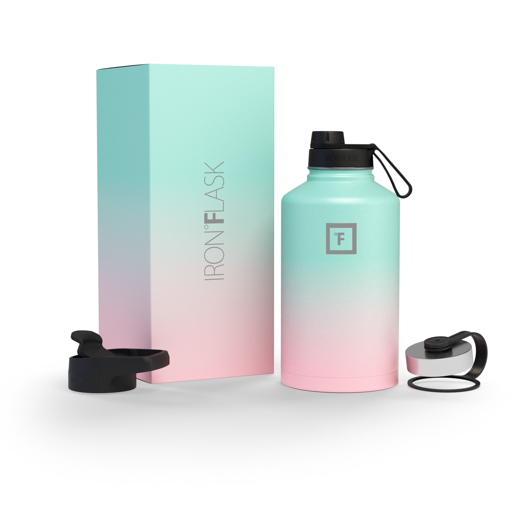 64 Oz Wide Mouth Water Bottle with Spout Lid - Leakproof Stainless Steel Insulated Water Bottle for Gym, Hiking & Outdoor Activities