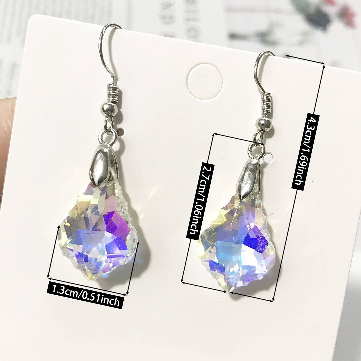 Sparkly Multi-Color Crystal Teardrop Dangle Earrings for Women | Rainbow Geometric Statement Jewelry | Elegant Gift for Party, Wedding & Everyday Wear