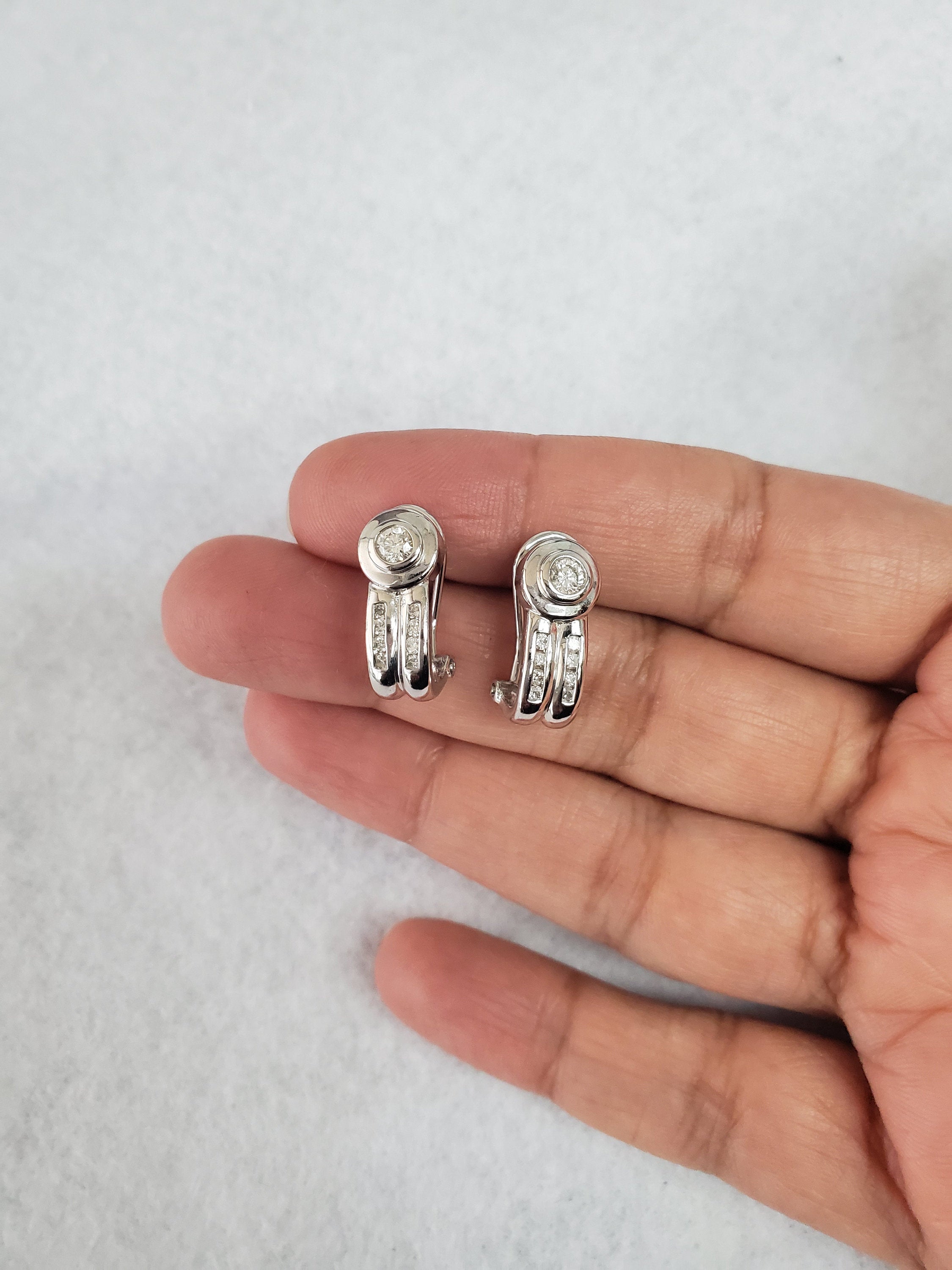 14K White Gold Diamond Earrings .60cttw - Elegant Stud Earrings for Women, Perfect for Weddings, Parties & Everyday Wear