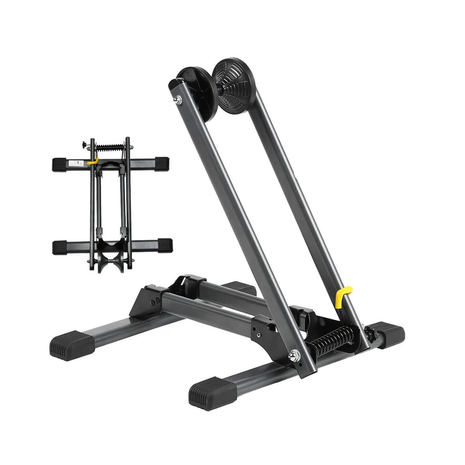 BiYeer Folding Bike Stand - Portable & Stable Bicycle Parking Storage Rack for Floor Display, Repair & Home/Garage Organization | Black Foldable Holder for Indoor & Outdoor Use