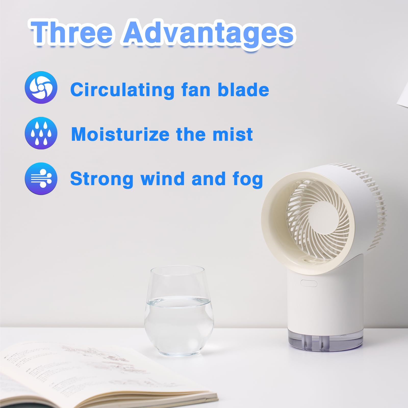 Portable Air Conditioner Fan 400ml - Mini Evaporative Air Cooler with 3 Speed Settings, Personal AC Cooling Fan for Office, Home & Camping - Quiet Operation with Night Light | Perfect for Bedroom, Desk & Outdoor Use