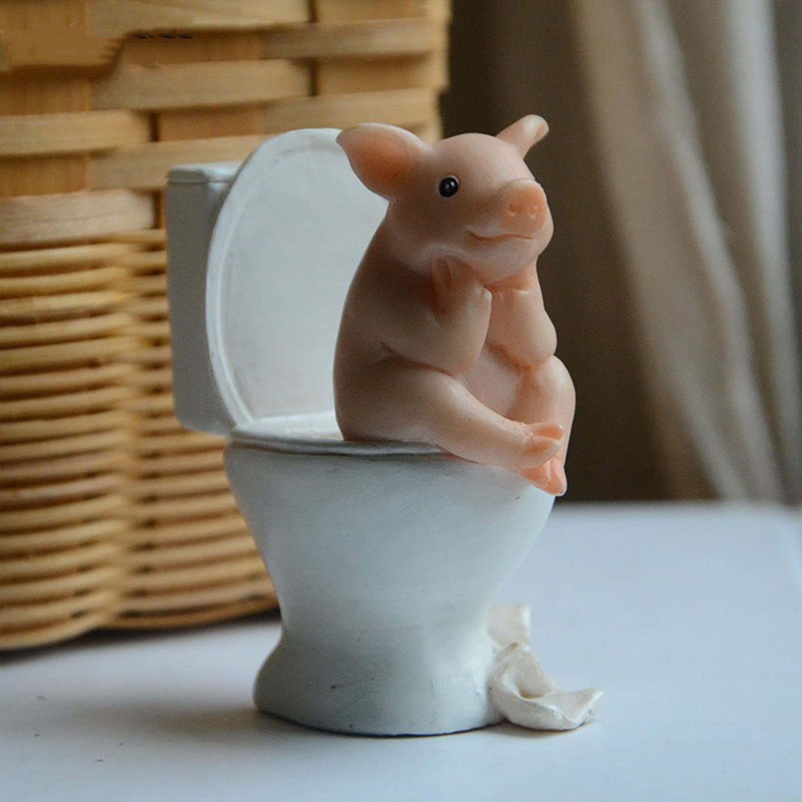 Mini Pig Figurine & Resin Decor for Fairy Gardens & Bathrooms