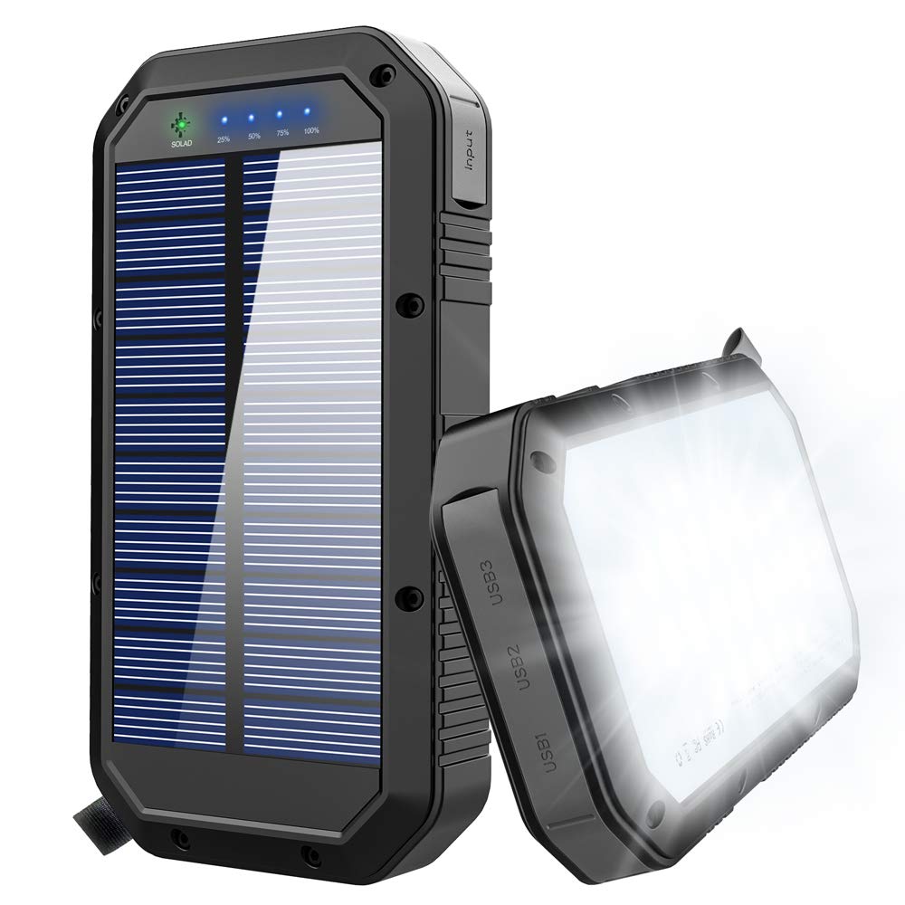 25000mAh Solar Power Bank Portable Charger - Dual USB Quick Charge, 36 LED Flashlight | Waterproof External Battery Pack for iPhone, Samsung, Android | Perfect for Camping, Hiking, Emergency & Outdoor Adventures