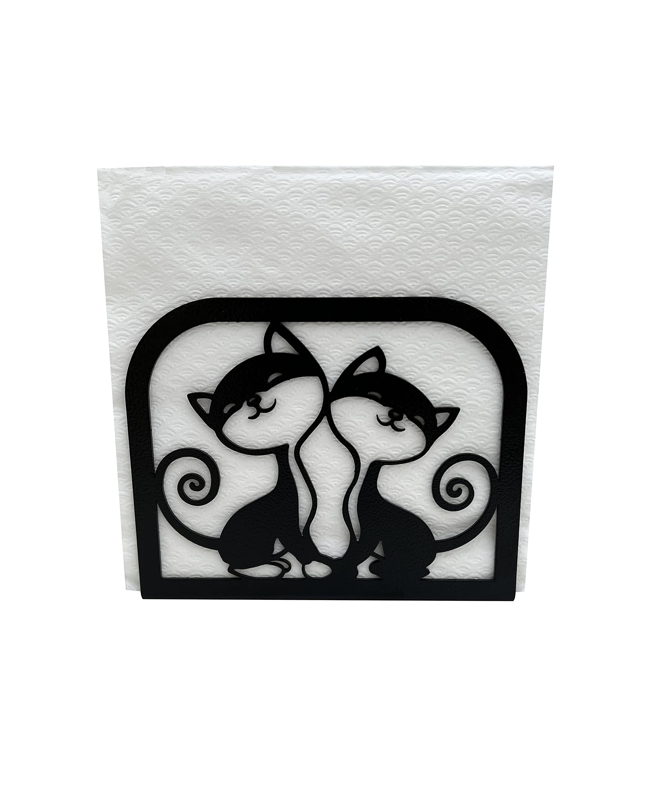 Modern Napkin Holder Dispenser - Elegant Kitchen & Dining Table Decor, Farmhouse Style Paper Napkin Stand with Twin Kitten Design | Perfect for Restaurants, Home Dining Rooms, and Party Table Settings