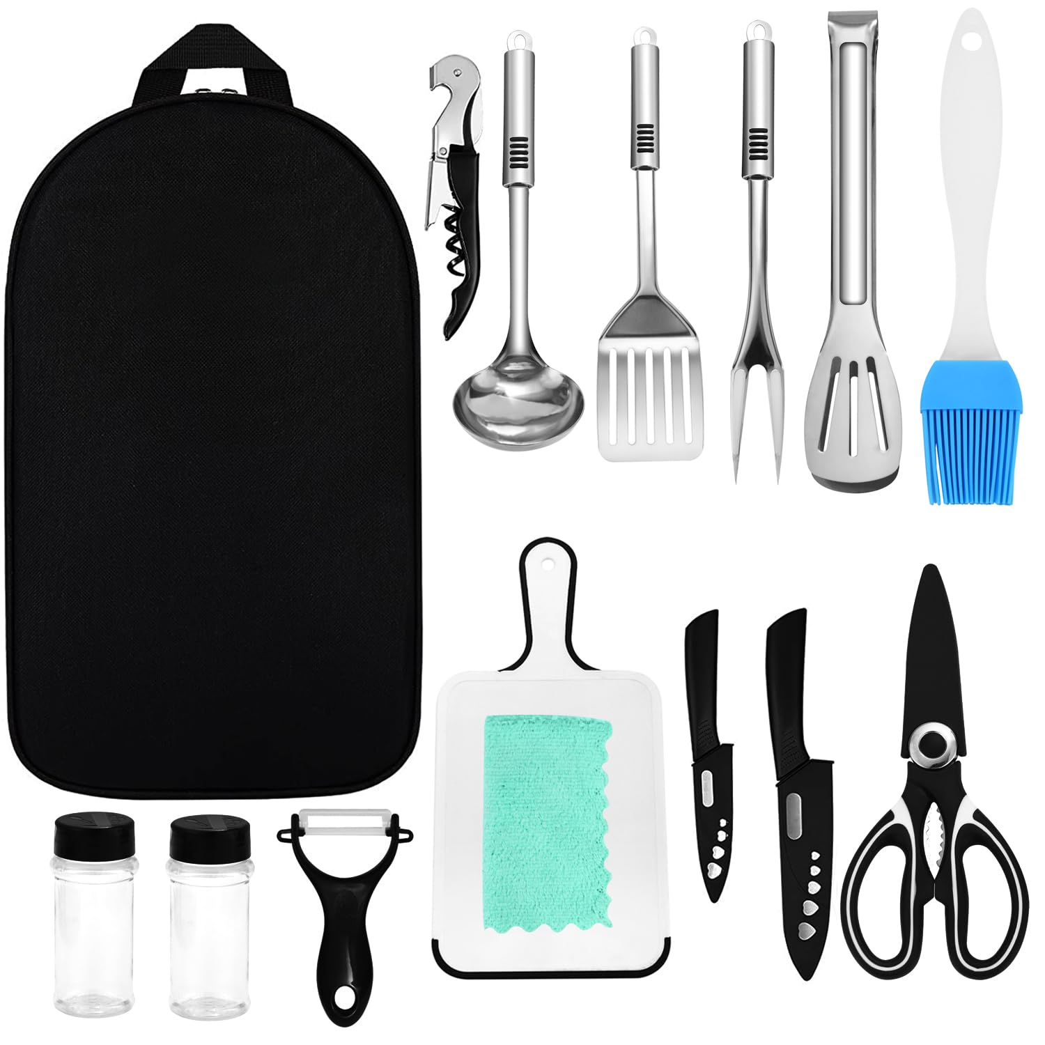 Premium 15-Piece Portable Camping Cookware Set - Lightweight Outdoor Cooking Utensils for Camping, Hiking, RV Trips & Picnics | Compact BBQ Gear for Travel & Backpacking Adventures