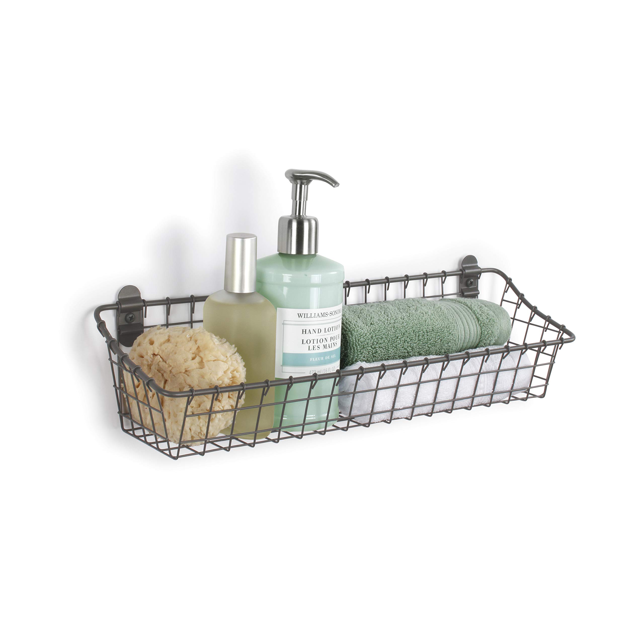 Vintage Wall Mount Basket - Industrial Gray for Home & Office Storage