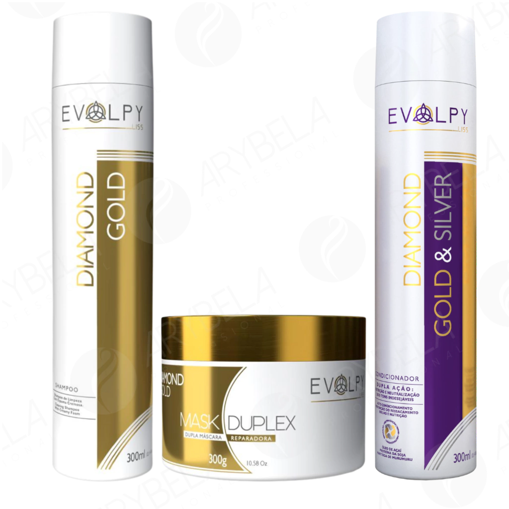 Diamond Gold Duo Kit Hair Reconstructor & Straightener - Repair & Smooth Damaged Hair for Salon-Quality Results at Home | Perfect for Daily Styling & Heat Protection