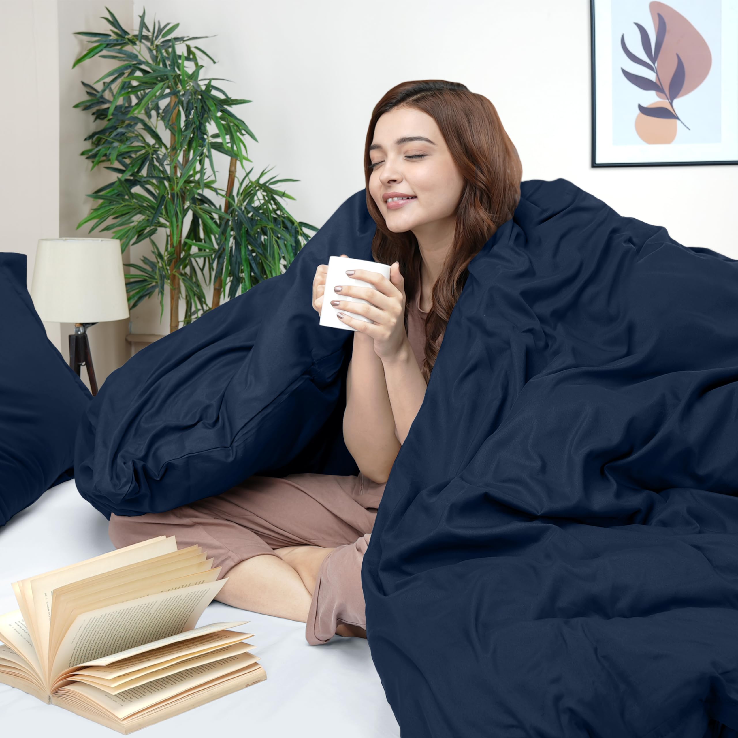 Utopia Bedding Queen Size Duvet Cover Set - Soft Brushed Microfiber 3-Piece Comforter Cover with Zipper Closure (90x90 Inches, Navy) - Perfect for Master Bedroom, Guest Room & Cozy Home Decor