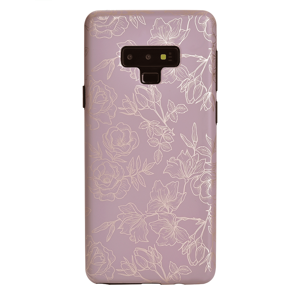 Dusty Rose Chrome Floral Samsung Galaxy Phone Case - Elegant Protective Cover for Galaxy S21/S22/S23 - Perfect for Everyday Use, Work & Travel