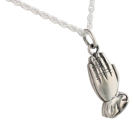 Sterling Silver Praying Hands Cremation Necklace - Memorial Jewelry for Ashes, Keepsake Pendant for Loved Ones | Perfect for Funerals, Memorial Services & Everyday Remembrance