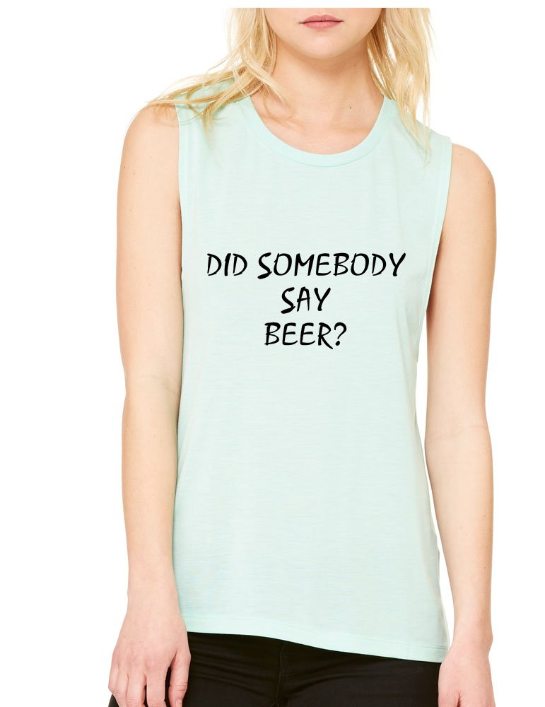 ALLNTRENDS Women's Flowy Muscle Tank Top - Cute Beer Print Casual Tee for Summer, Gym & Outdoor Activities