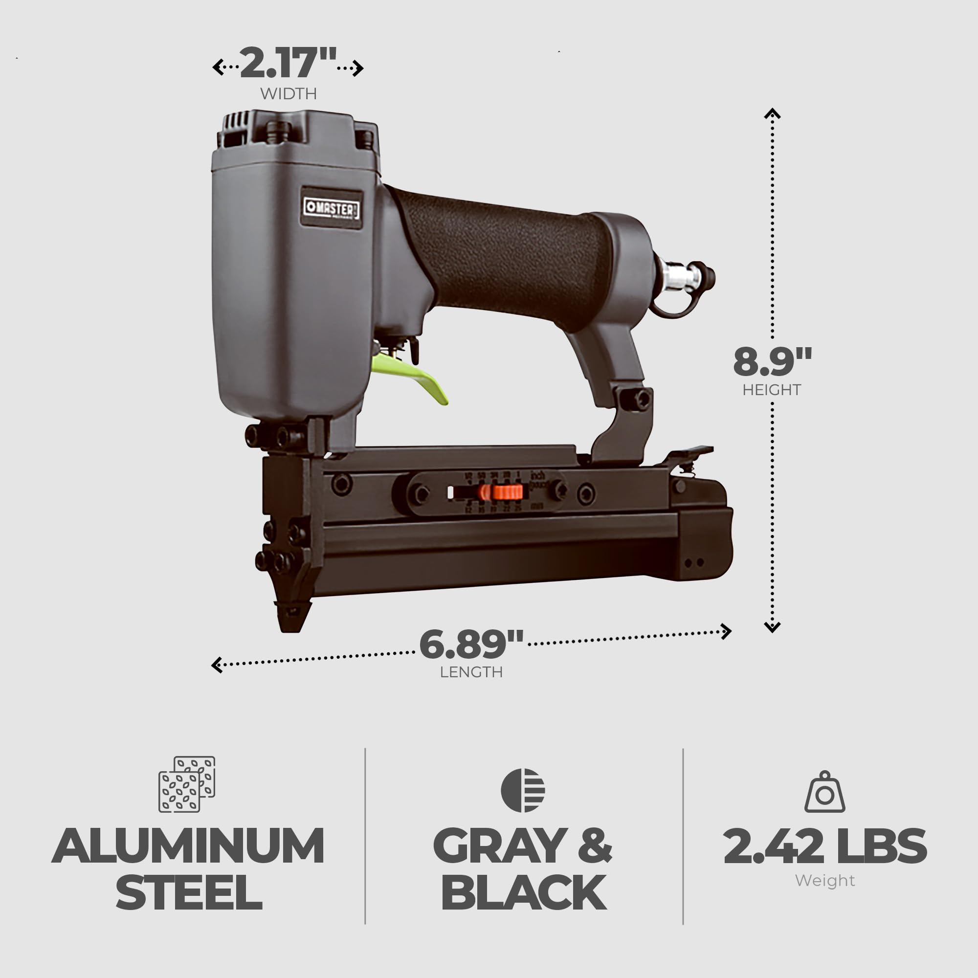 23 Gauge Pneumatic Headless Micro Pin Nailer - Lightweight Aluminum Stapler for Woodworking, Hobby Crafts & Trim Projects - Perfect for DIY Home Decor, Cabinet Making & Fine Furniture Repair