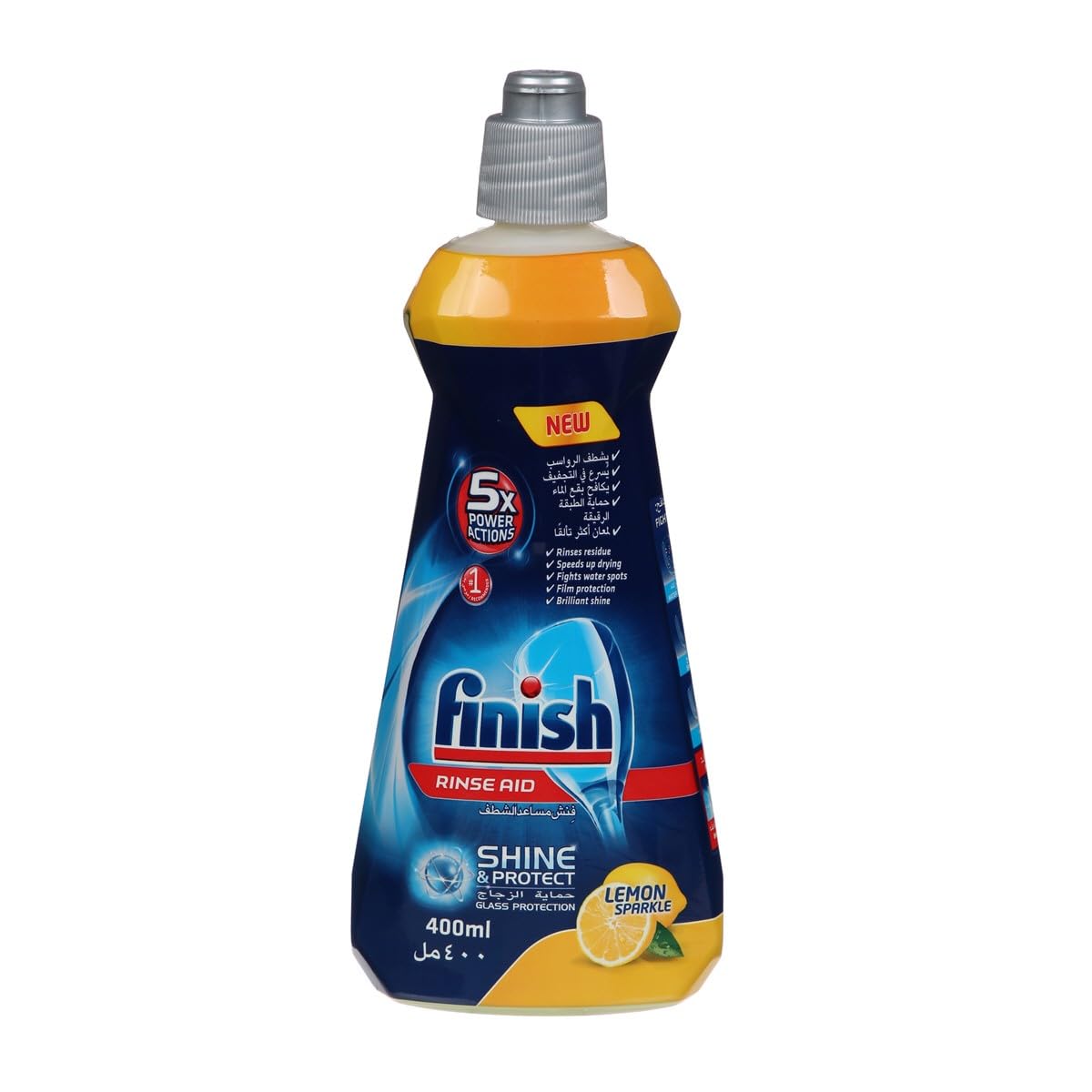 Finish Rinse Aid Shine Plus Dry Lemon Dishwasher Detergent - 13.5oz (400ml) for Sparkling Clean Dishes & Spot-Free Glassware - Ideal for Home Kitchens & Restaurants