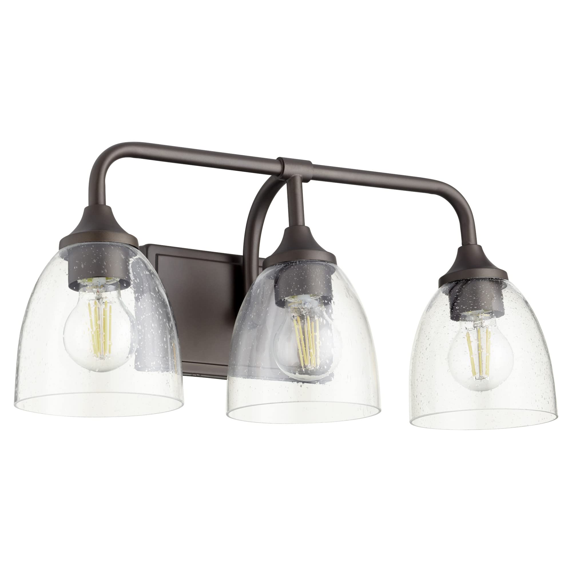 Quorum 5059-3-286 Transitional 3-Light Bathroom Vanity Light Fixture - Bronze/Dark Finish - Enclave Collection - Perfect for Modern Bathroom & Powder Room Lighting