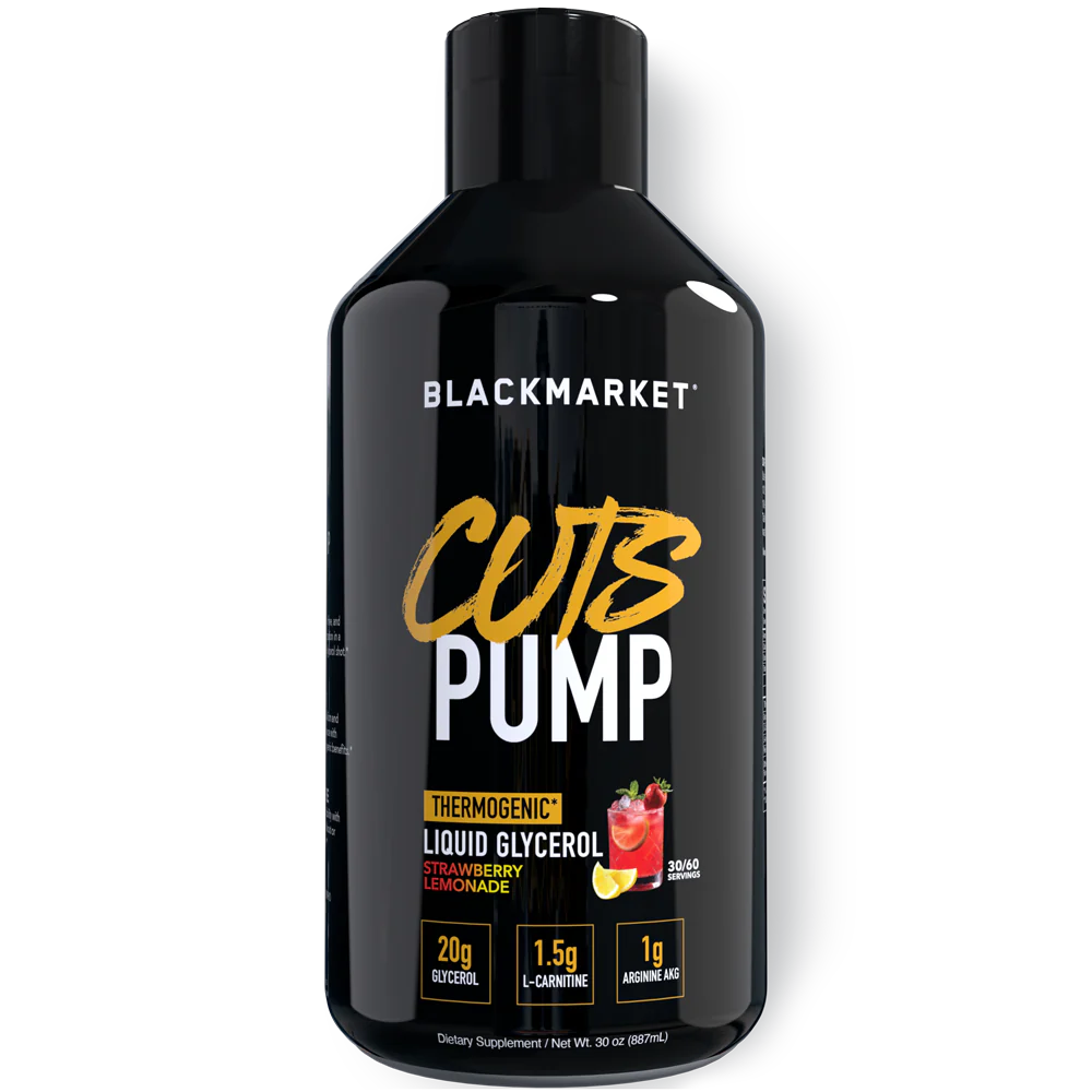 BlackMarket CUTS PUMP Thermogenic Liquid Glycerol - Pre Workout Supplement for Muscle Pump & Energy Boost | Gym Performance Enhancer for Bodybuilding & Fitness Training