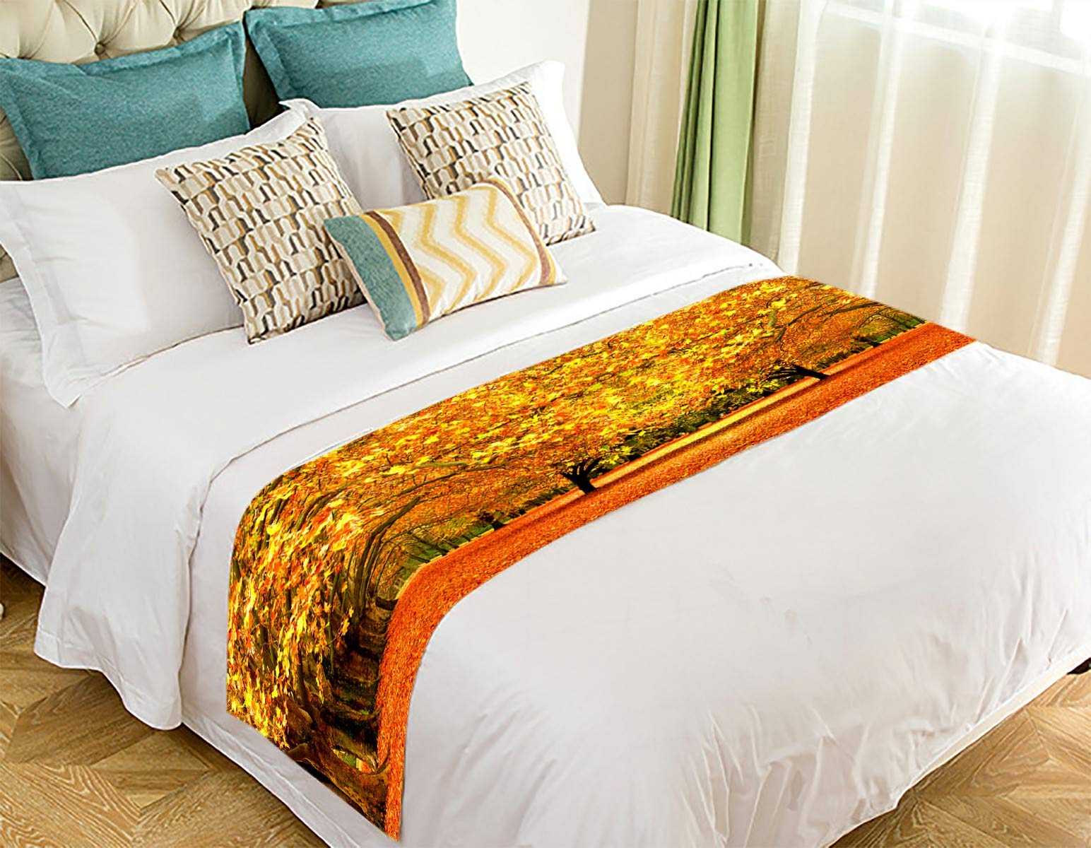 ECZJNT Thanksgiving Table Runner Bed Scarf - 20x95 Inch Decorative Bedding Accent for Holiday Decor, Dining Table, Fireplace Mantel