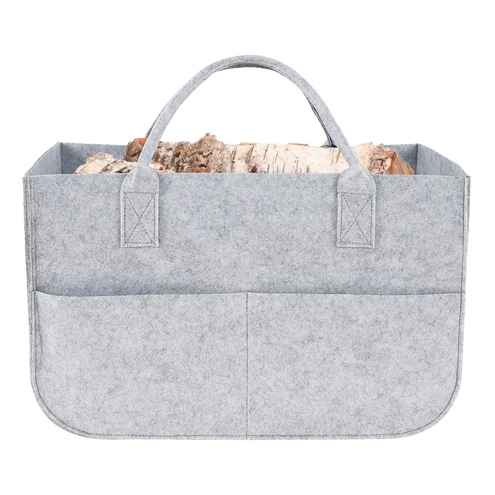 Premium Firewood Carrier Bag - Heavy Duty Felt Fireplace Log Holder with Handles, Large Capacity Wood Storage Basket for Fireplace, Camping & Outdoor Use - Perfect for Firewood, Newspaper & Kindling Storage