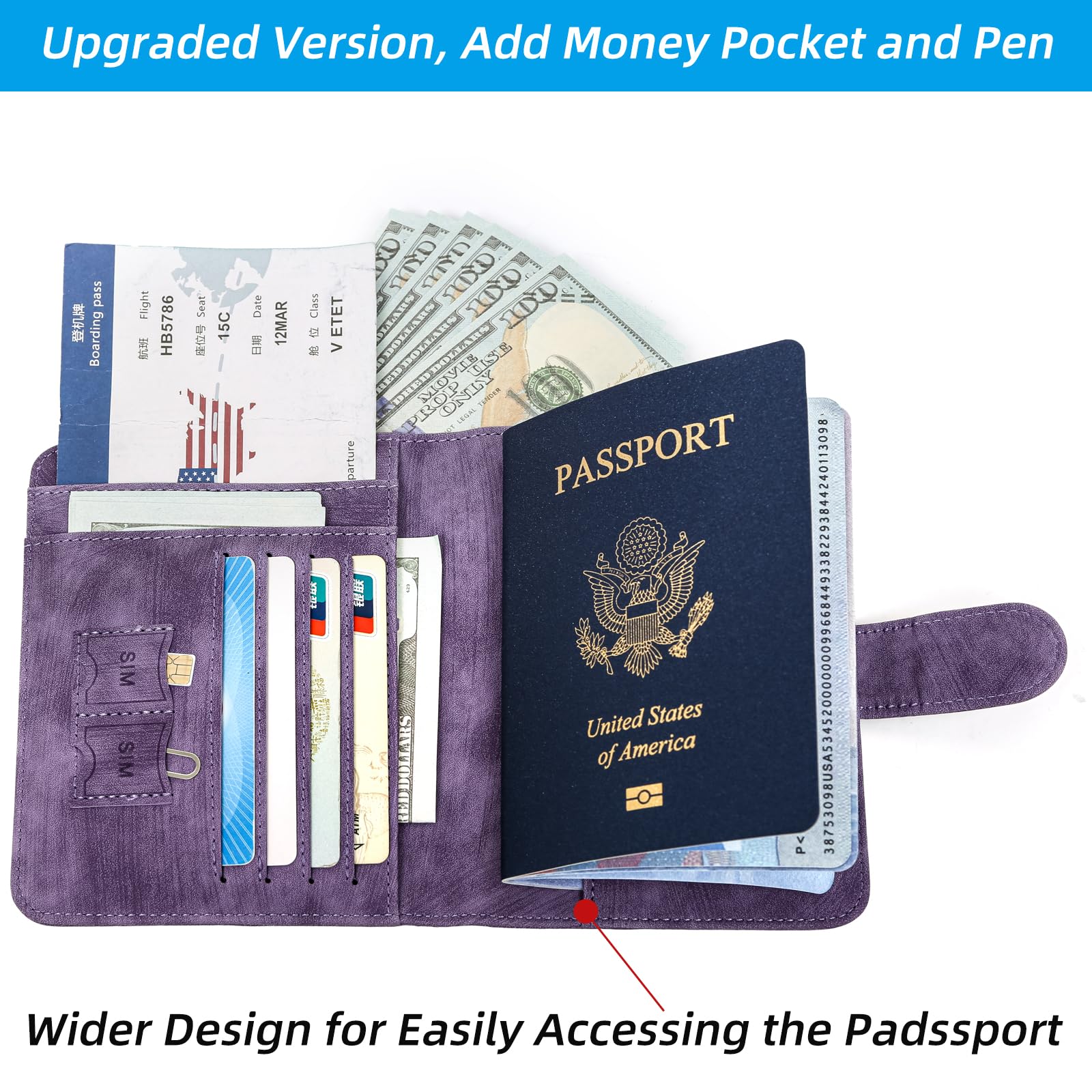 Premium RFID Blocking Passport Holder & Travel Wallet - Secure Leather Passport Cover for Women & Men - Violet (WT002) - Perfect for Airports, Cruises & International Travel