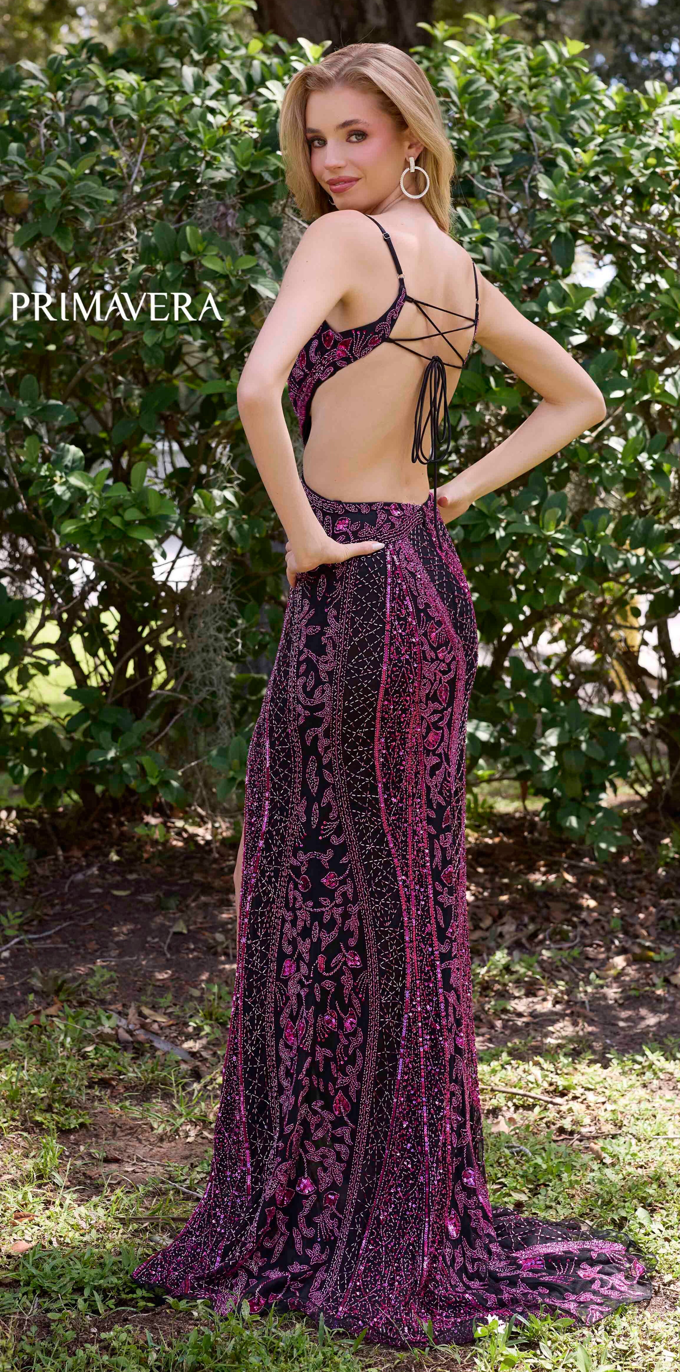 Primavera Side Cut Out Beaded Long Dress for Women - Elegant Evening Gown for Parties, Weddings & Special Occasions