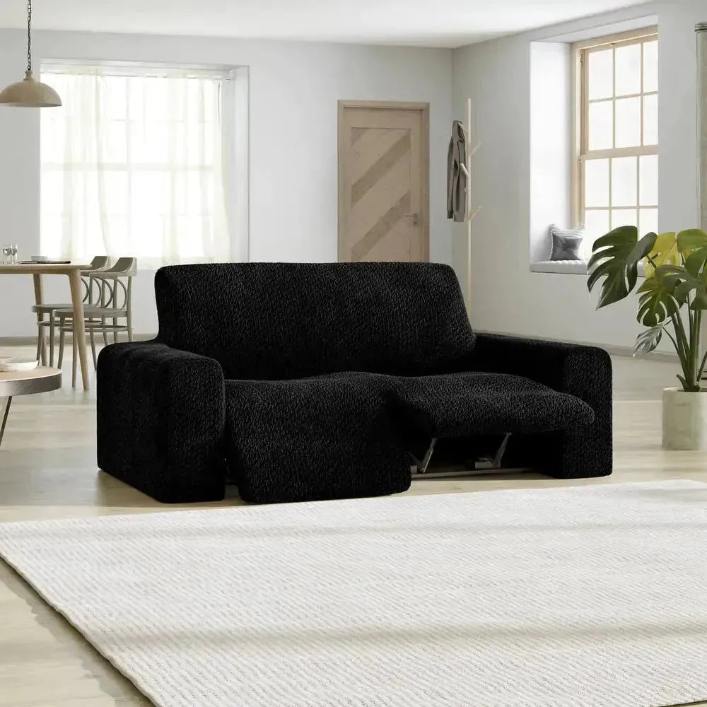 2 Seater Recliner Slipcover - Soft Velvet Stretch Sofa Cover with Elastic Hem, Perfect for Living Room Furniture Protection and Style Upgrade