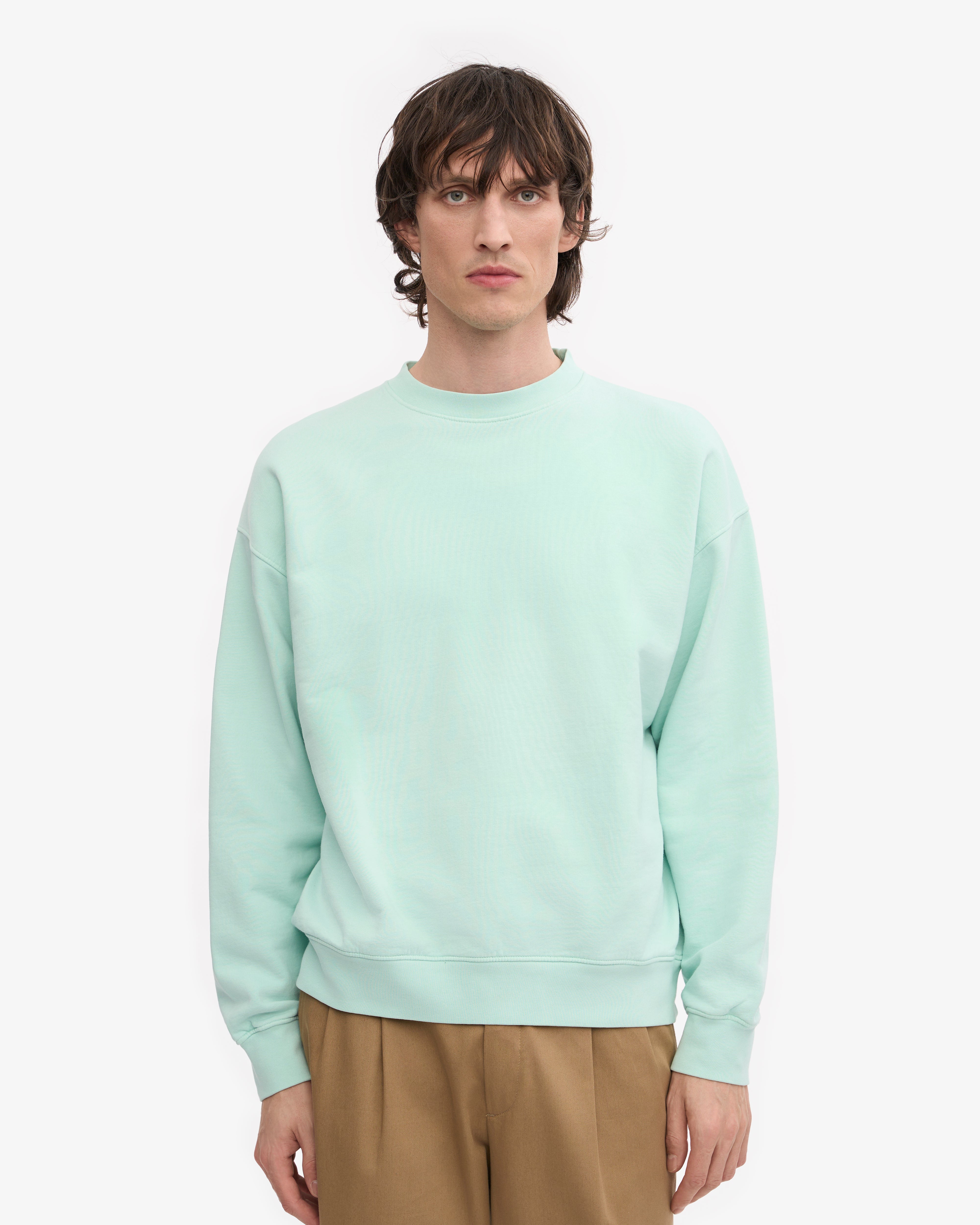 Organic Oversized Crewneck Sweatshirt - Light Aqua | Eco-Friendly Comfort Wear for Casual Outings & Lounge
