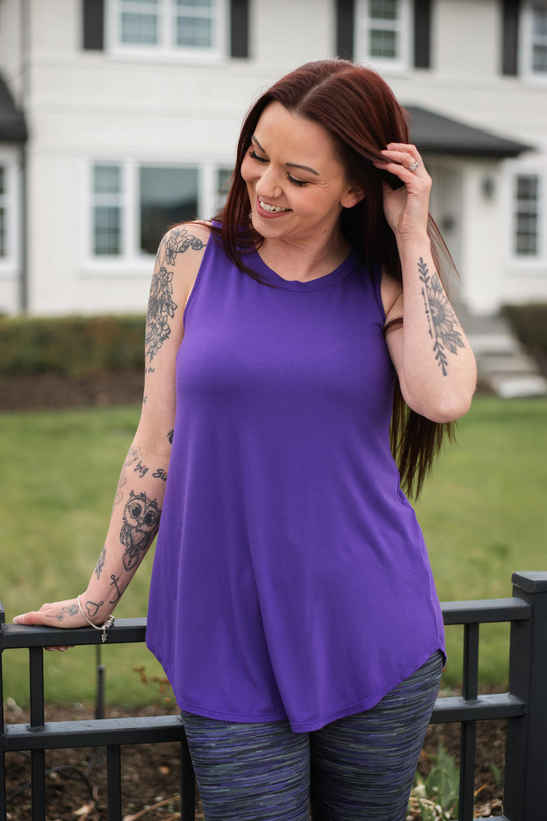 High Neck Swing Tank Top for Women - Comfortable Stretchy Workout Shirt - Perfect for Yoga, Running & Gym