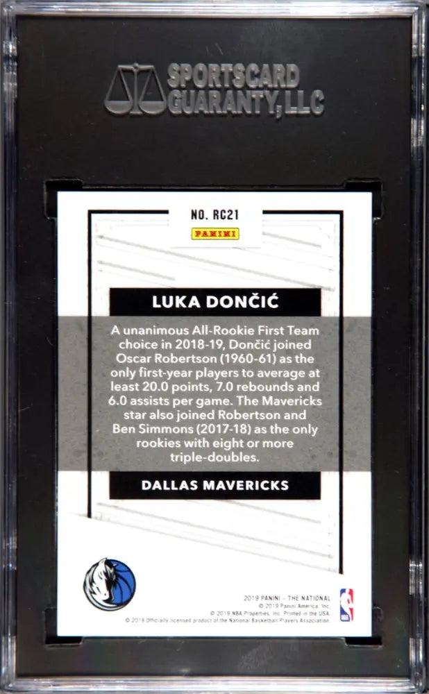2019 Panini The National Luka Doncic Rookie Card SGC 10 /99 #RC21 - Magnetic Fur Finish for Basketball Collectors & Sports Memorabilia Enthusiasts