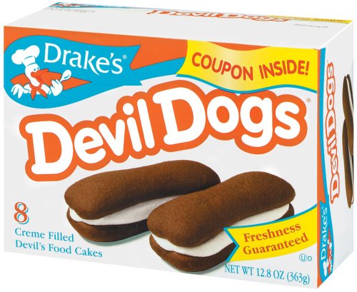 Drake's Devil Dogs Chocolate Creme Filled Cakes - 8 Count Pack | Perfect for Snacks, Lunchboxes & Party Treats