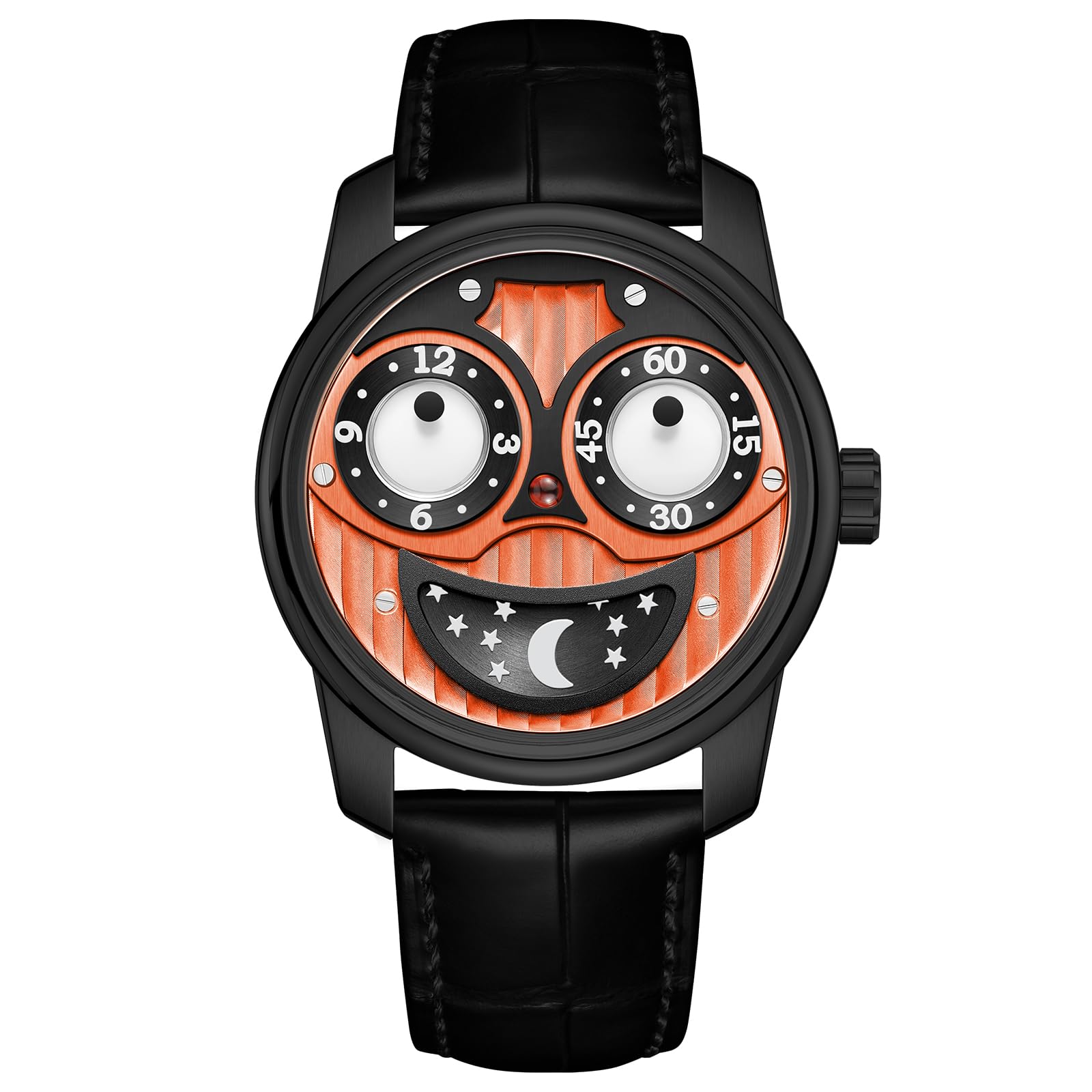 Men's Joker Themed Big Dial Mechanical Wristwatch - Leather Strap, Waterproof, Sporty Design - Perfect for Casual Wear, Cosplay & Gift Giving