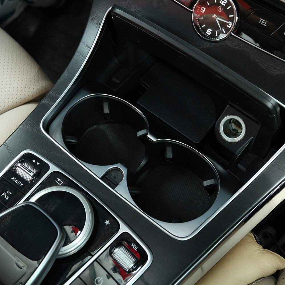 LLKUANG ABS Matte Center Console Cup Holder Frame Trim for Mercedes Benz E Class W205, C Class W213, GLC Class X253 (2015-2019) - Upgrade Interior Accessory for Car Organization & Stylish Protection