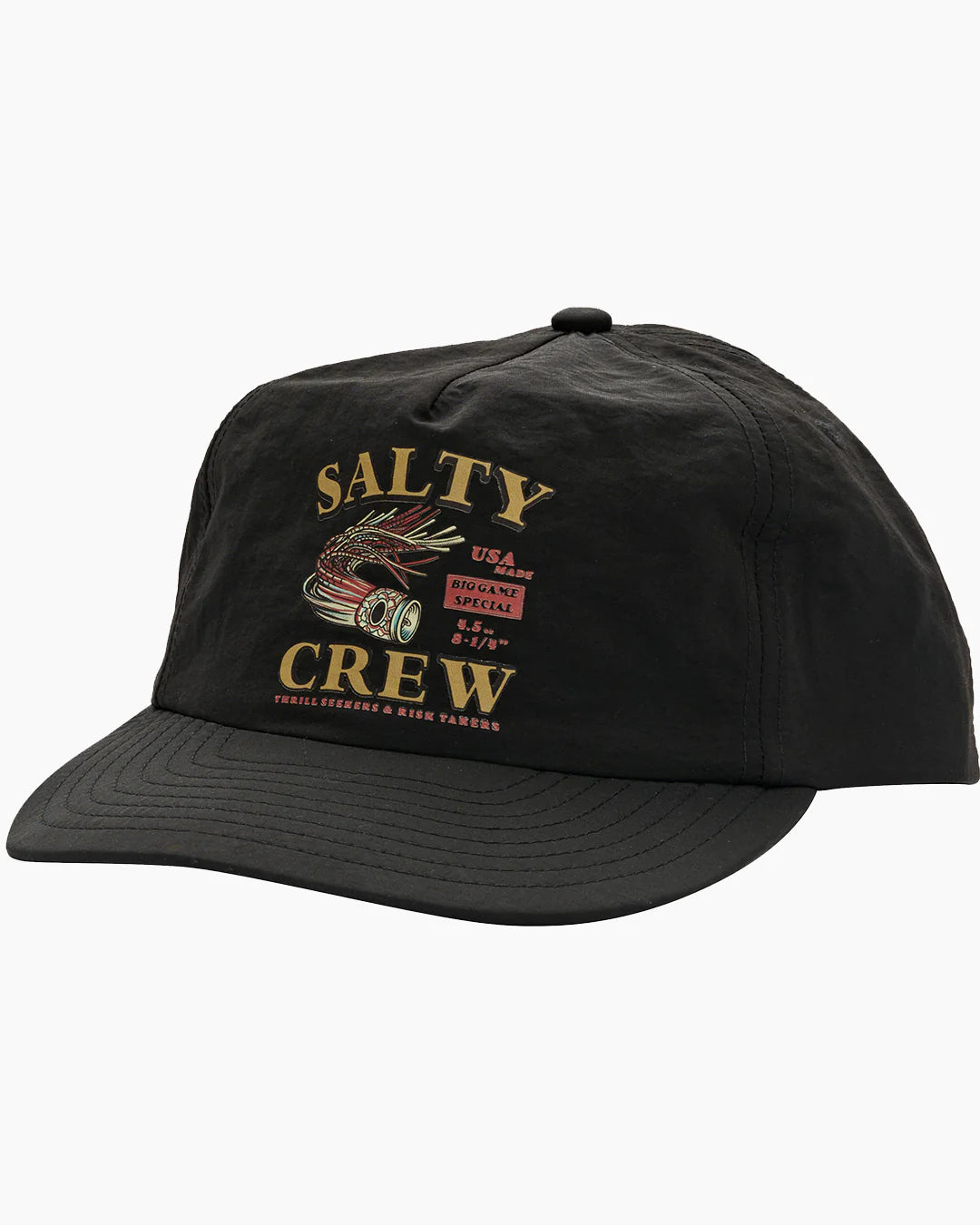 Salty Crew Lure 5 Panel Fishing Hat - Adjustable Snapback Cap for Men & Women - Perfect for Boating, Fishing, and Outdoor Adventures