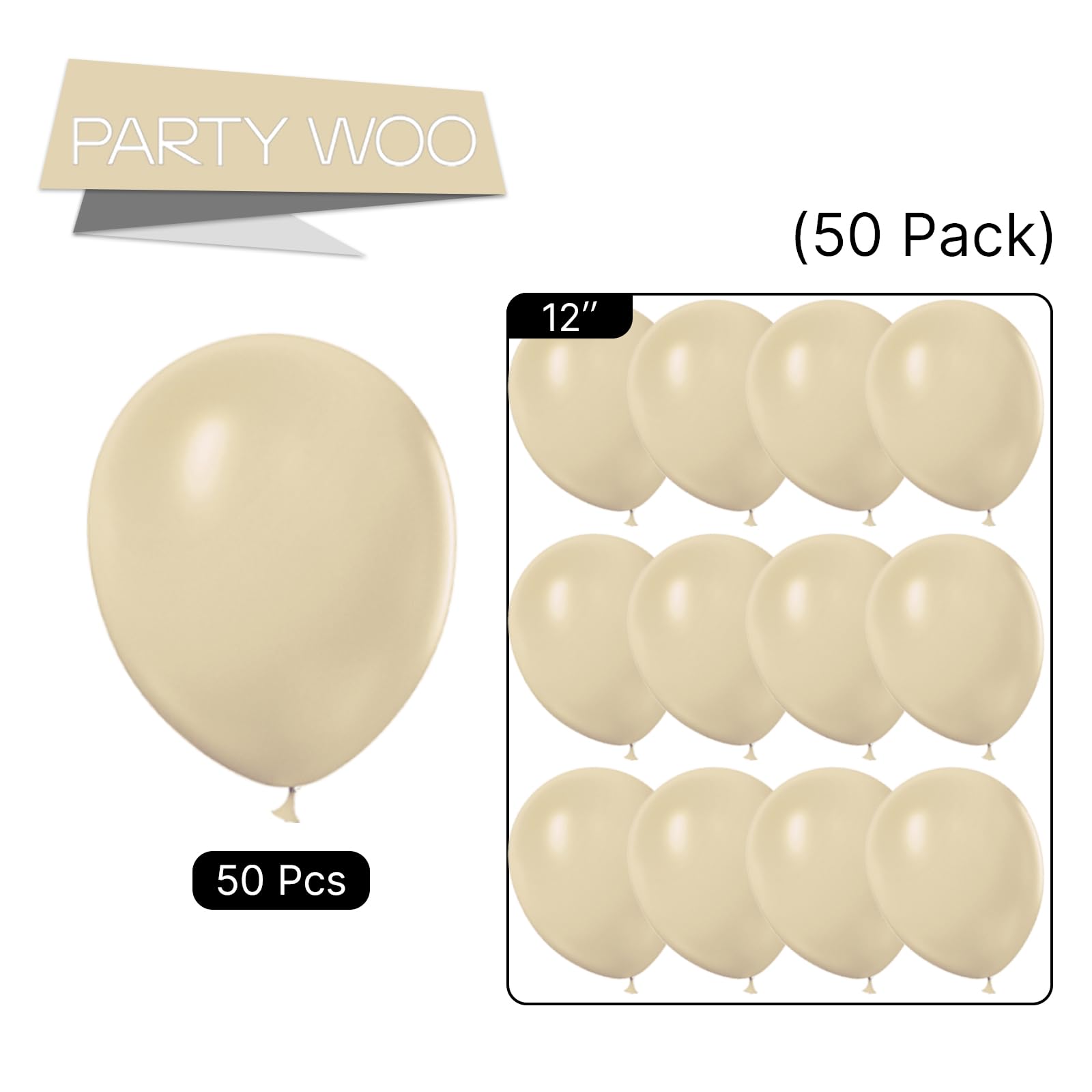 50 Pack 12 Inch Latte Brown Balloons - Boho Party Decorations for Garland & Arch, Neutral Birthday Party Supplies | Perfect for Wedding, Baby Shower & Home Decor