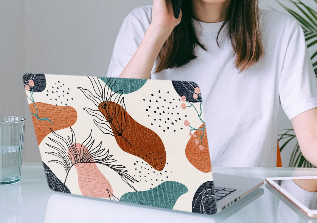KSK KAISHEK Protective Case for MacBook Air 13 inch (2018-2020 Models A2337 M1/A2179/A1932) - Durable Plastic Crocodile Texture & Abstract Floral Design with Keyboard Cover | Perfect for Work, School & Travel