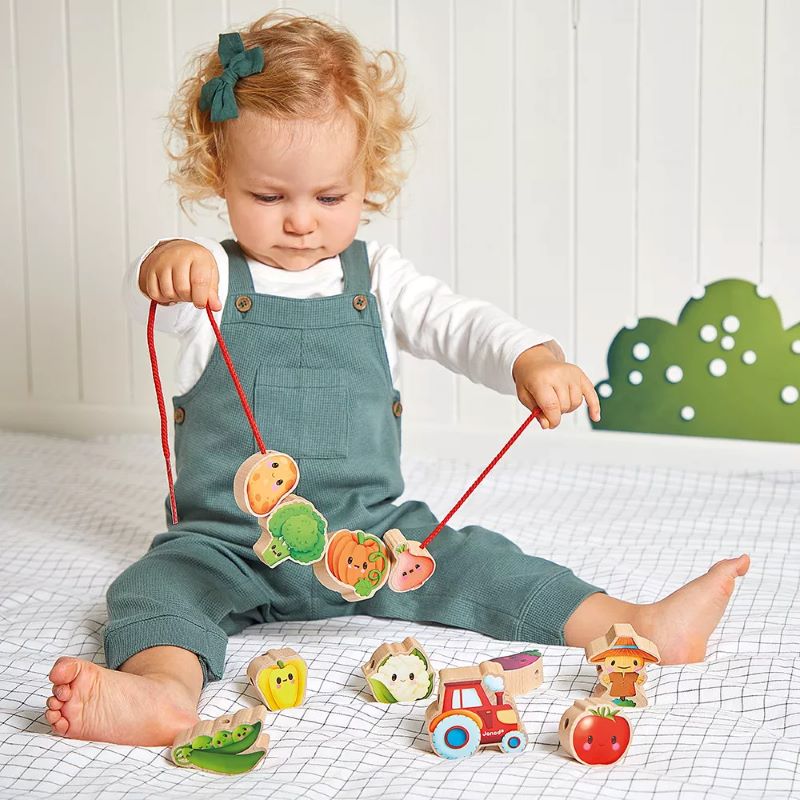 Vegetable Garden Threading Beads for Kids - Fun DIY Craft Kit for Fine Motor Skills & Creativity | Perfect for Preschool Learning, Sensory Play & Gift Giving