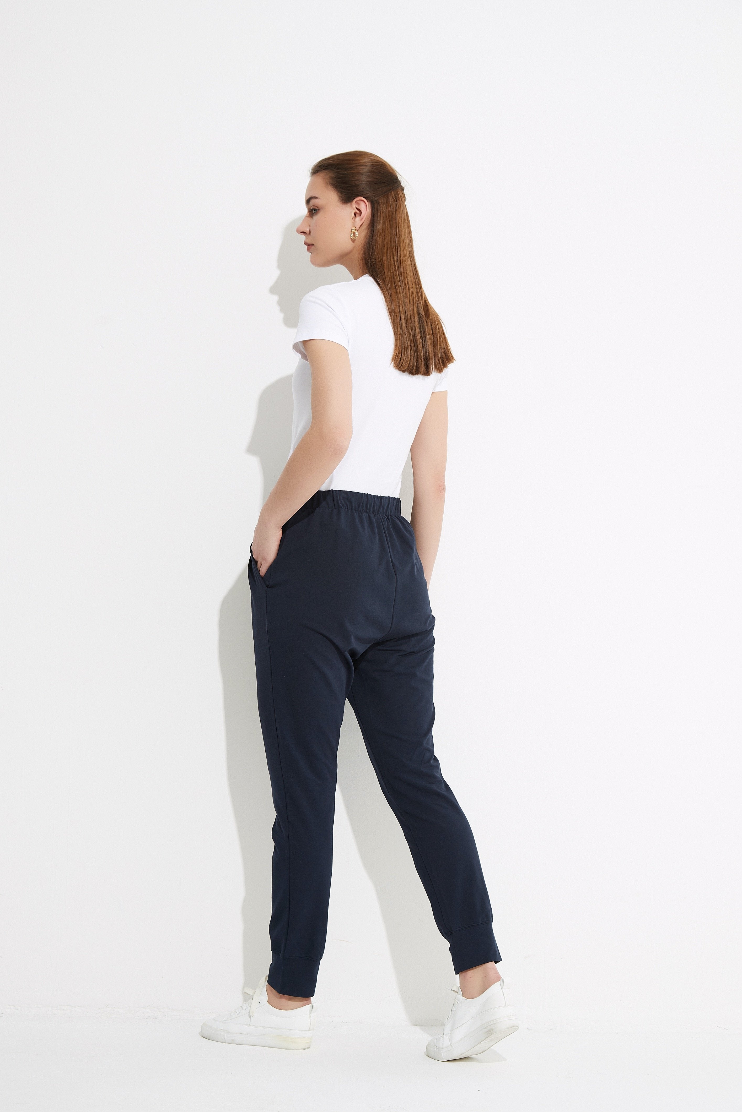 Comfortable Drawcord Lounge Pants for Men & Women - Midnight Blue - Soft Relaxing Joggers for Home, Yoga & Casual Wear