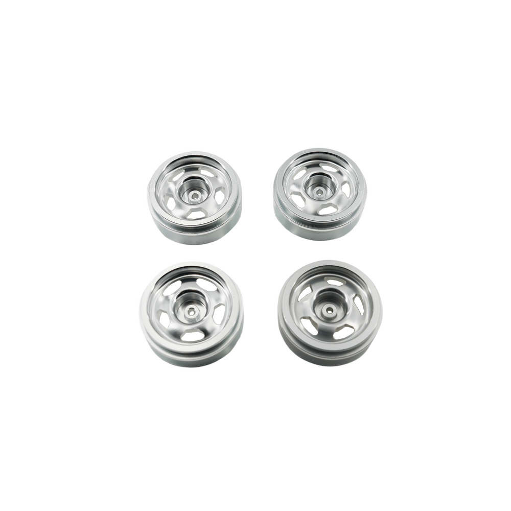 WPL 1/16 Scale Metal Wheels (4PCS) - Silver/Black with Optional Tires for RC Crawler, Rock Racer & Off-Road Vehicle Upgrades