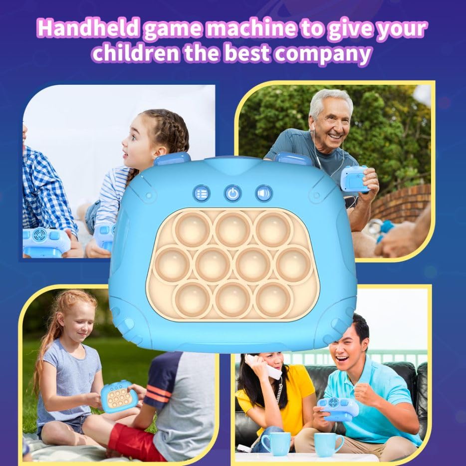 Upgrade Pop Fidget Console Game Pro Toys - Light Bubble Puzzle Sensory Toys for Kids with Autism, Decompression Handheld Blitz Pop Game for Ages 3-12 (Blue) - Perfect for Stress Relief, Focus, and Classroom Breaks