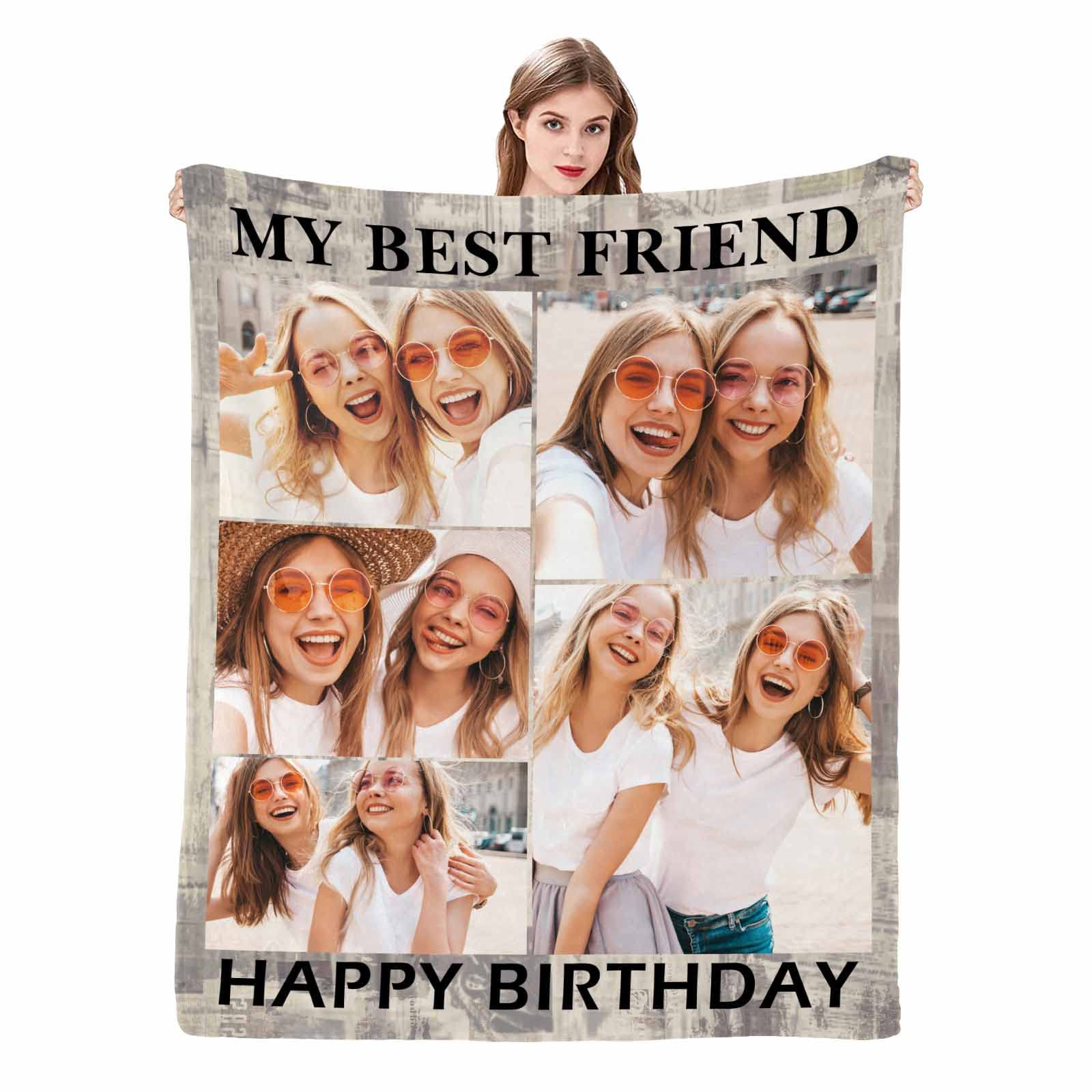 Custom Photo Blanket - Personalized Fleece Throw Blanket with Picture Collage | Birthday Gift for Friends, Family & Couples | Perfect for Home Decor, Cozy Nights & Special Occasions