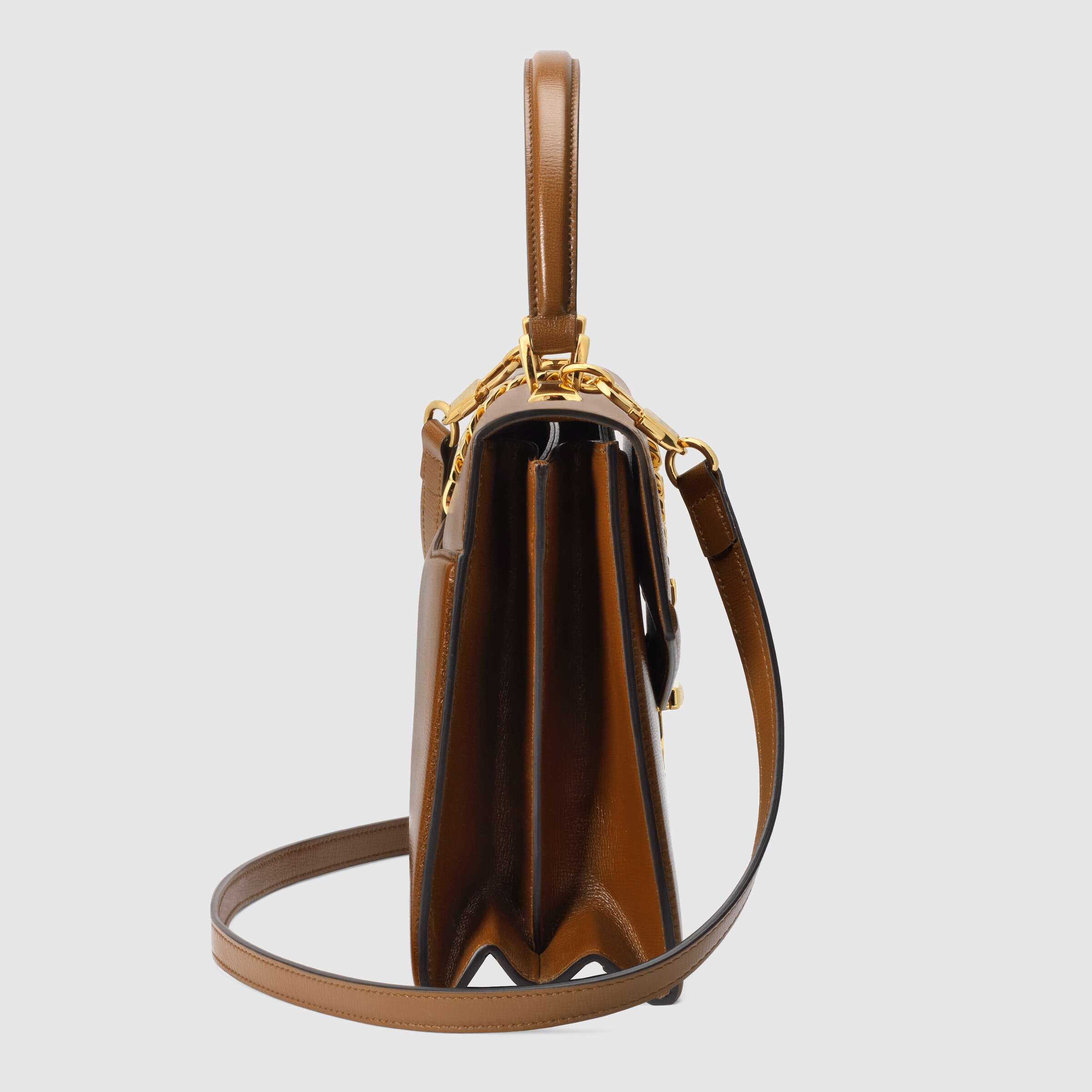 Gucci Sylvie 1969 Small Leather Top Handle Handbag in Brown | Luxury Designer Crossbody Bag for Women | Perfect for Work, Date Night & Special Occasions