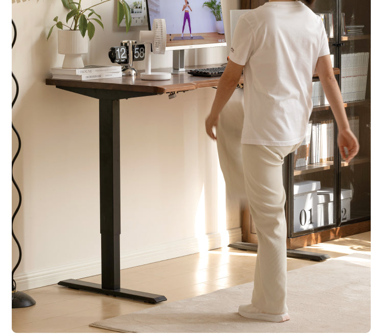 Black Walnut Solid Wood Electric Standing Desk - Adjustable Height Office Desk for Home & Workspace - Perfect for Remote Work, Gaming, and Ergonomic Comfort