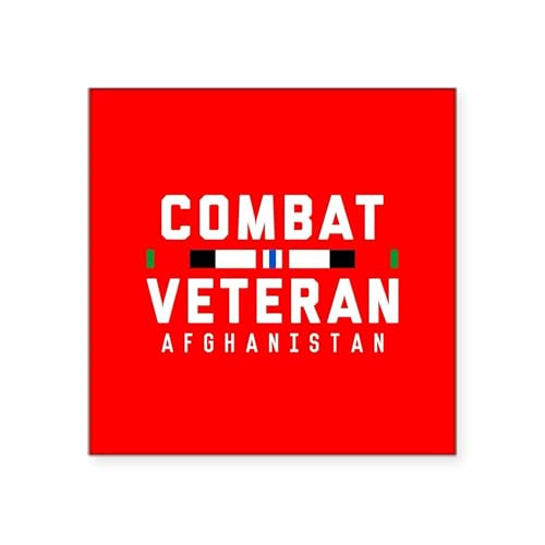 White - Combat Veteran Afghanistan Square Sticker 3 X 3