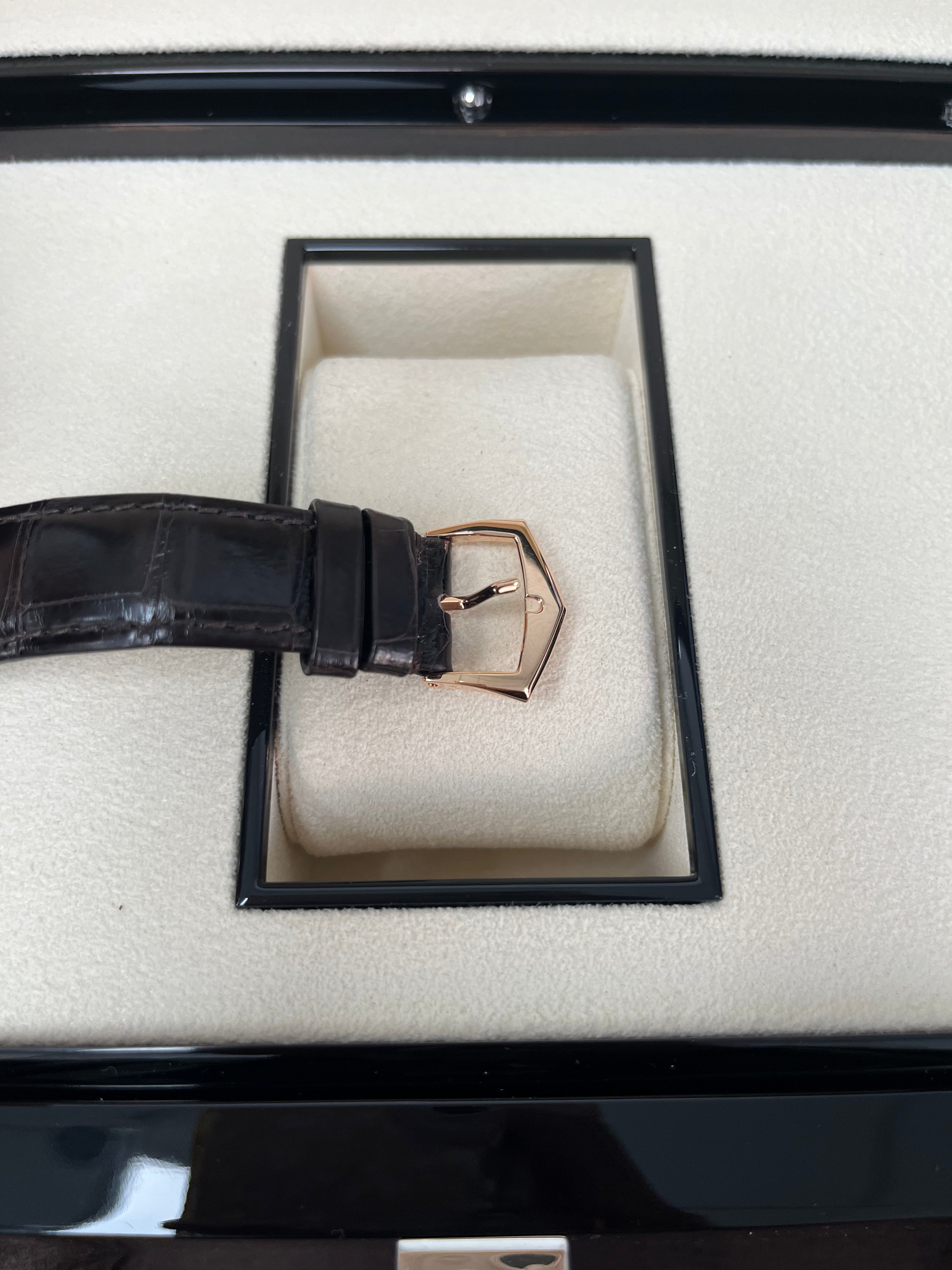 Patek Philippe Calatrava 5227R-001 Men's Watch - Ivory Lacquered Dial, Rose Gold Case, Brown Alligator Strap - Luxury Dress Watch for Business & Formal Occasions