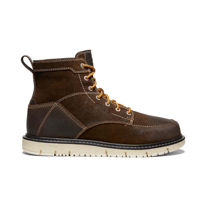 Men's San Jose 6 Soft Toe Work Boots - Comfortable & Durable Coffee Bean/Star White Leather - Ideal for Construction, Hiking & Outdoor Activities