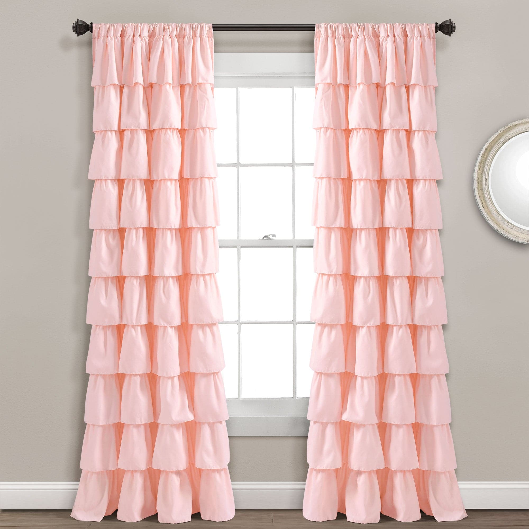 Elegant Ruffle Window Curtain Panel - Blackout Sheer Drapes for Bedroom & Living Room - Soft Textured Home Decor with Ruffled Trim (Set of 2 Panels) - Perfect for Nursery, French Country or Boho Style Windows