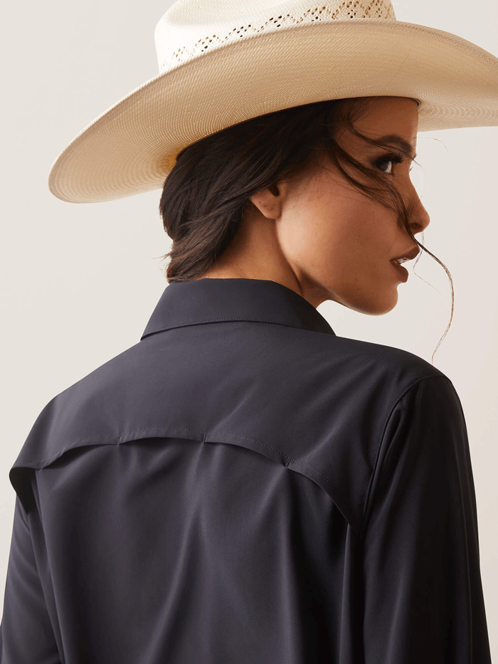 Ariat Women's VentTEK Stretch Shirt - Breathable Performance Shirt for Riding, Hiking & Outdoor Activities - Black (Style 10043494)