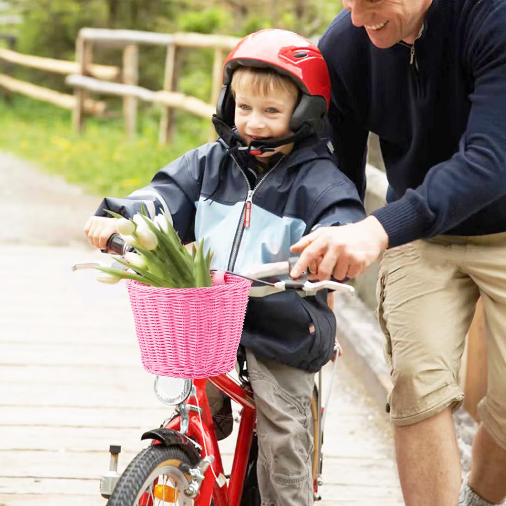 **Kids Bike Basket - Front Handlebar Bicycle Basket for Boys & Girls with Bell - Perfect for School, Park Rides & Scooter Accessories**